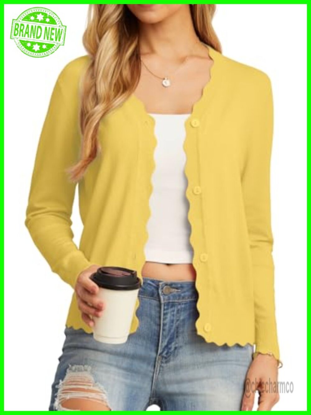 Lightweight V-Neck Button Front Cardigan for Women - Stretchy Knit Long Sleeve